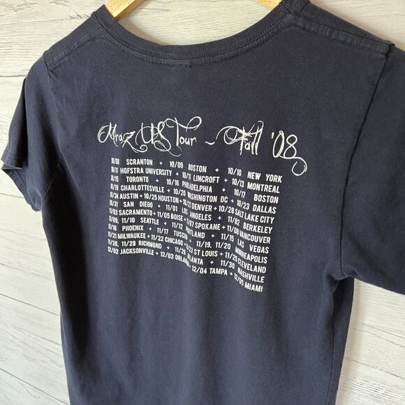 Jason Mraz Tee Womens SZ Small Navy Graphic Band Fall 2008 Tour Music Indie Rock - Picture 10 of 11